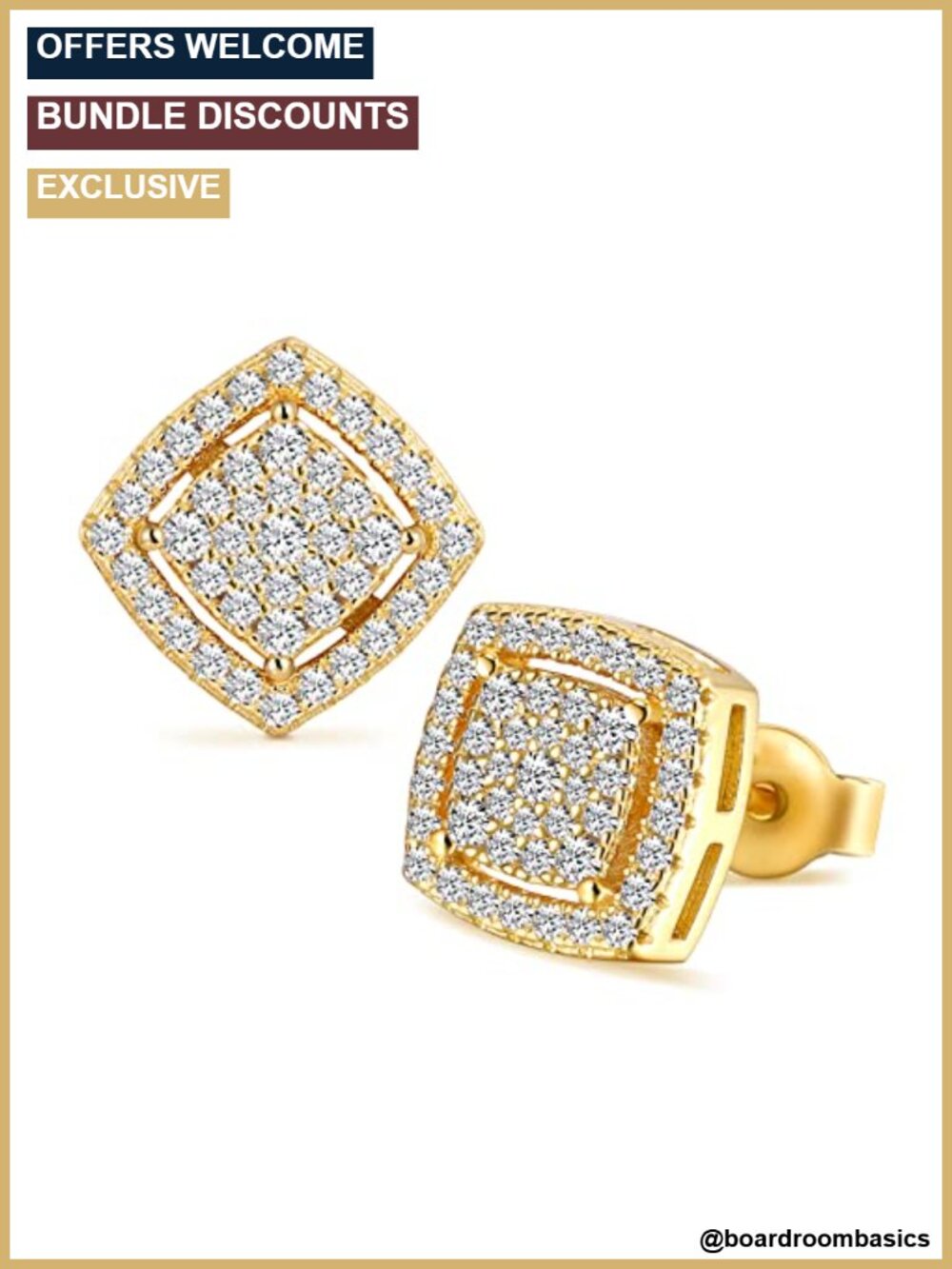 Sterling Silver 14k Gold Plated CZ Stud Earrings Hypoallergenic 10mm